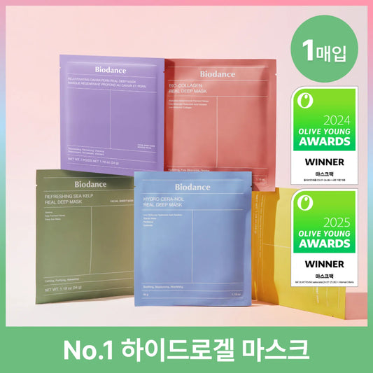 BIODANCE 全效 深層 面膜 Real Deep Mask Sheet Bio-Collagen/Refreshing Sea Kelp/Vita Niacinamide/Hydro Cera-Nol/Rejuvenating Caviar PDRN, 膠原蛋白 清爽海藻 維他美白淡斑提亮 保濕鎮靜 再生魚子PDRN