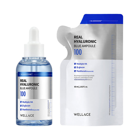 Wellage, 100%, 純透明質酸, 保濕, 精華, Real Hyaluronic, Ampoule, Set